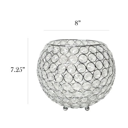 Elegant Designs Elipse Crystal and Chrome 6.75 Inch Circular Candle Holder HG1008-CHR